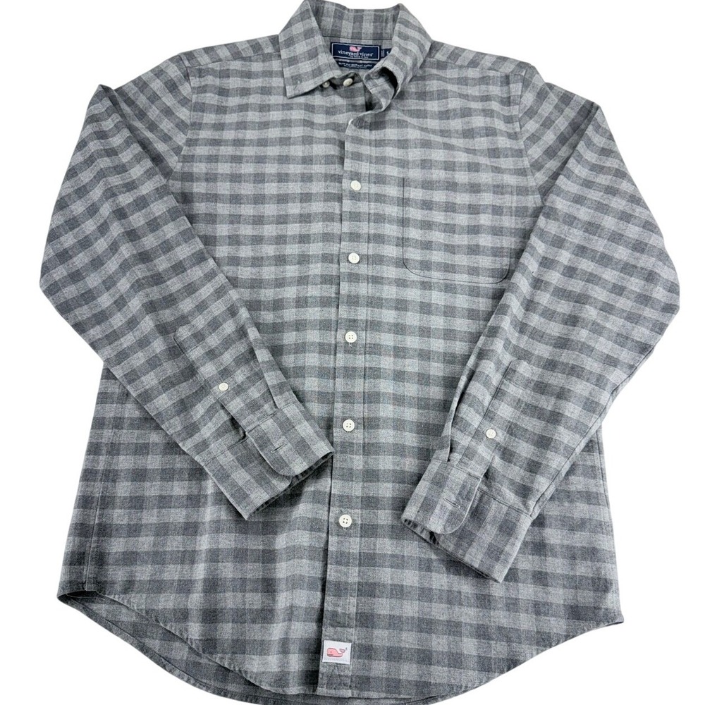 Vineyard Vines Mens Small Grey Buffalo Check Slim Fit Murray Button Down Shirt